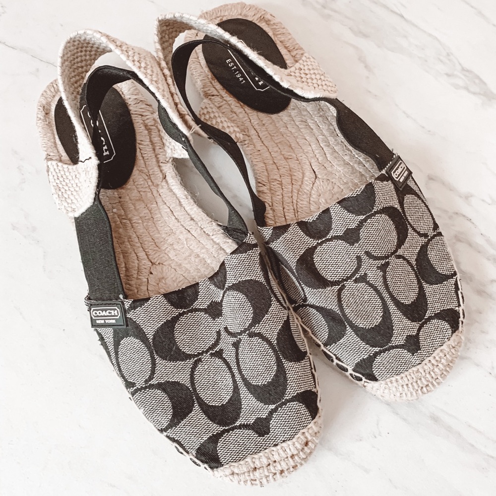 Coach Rayenne Black Monogram Logo Espadrille